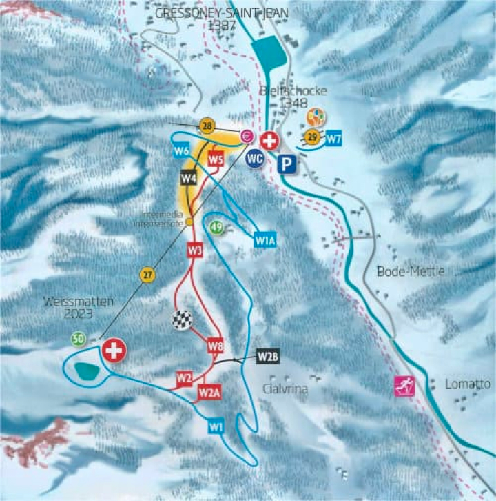 Mappa delle Piste del Weissmatten